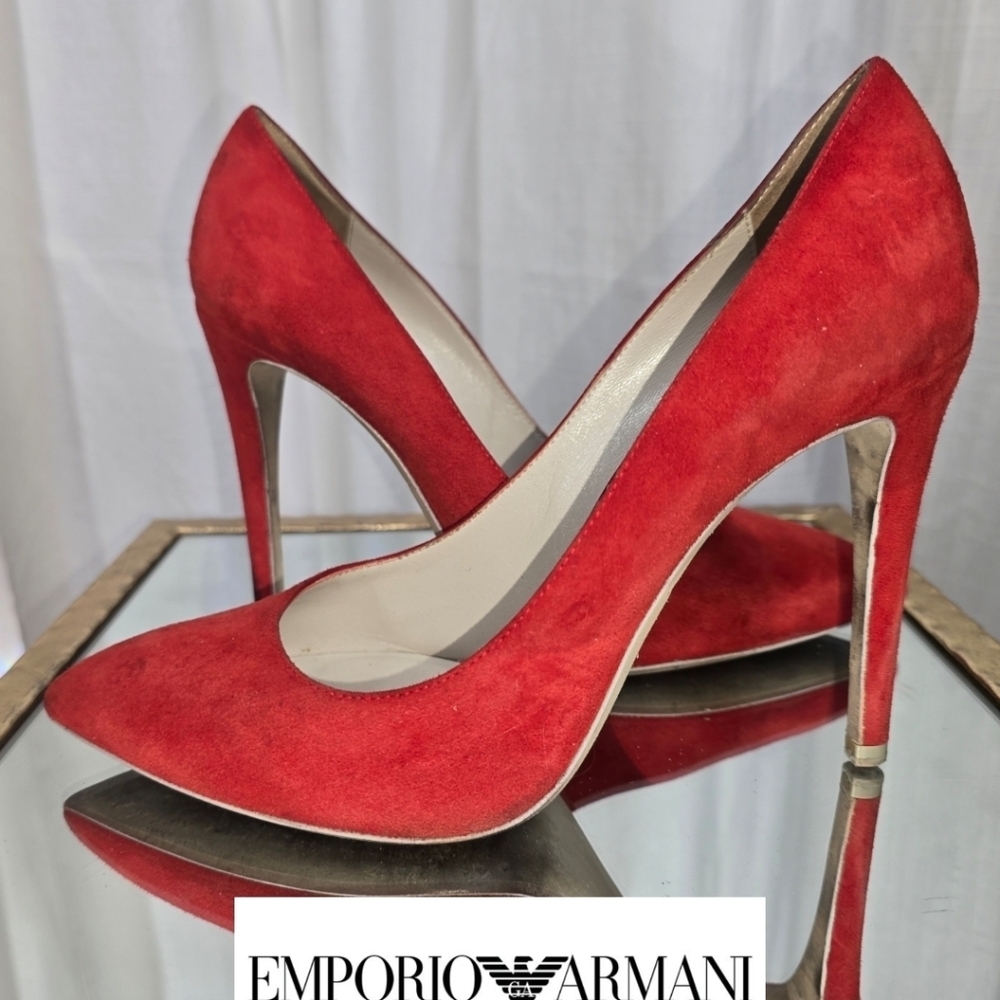 Emporio Armani Red Suede Stiletto Heels